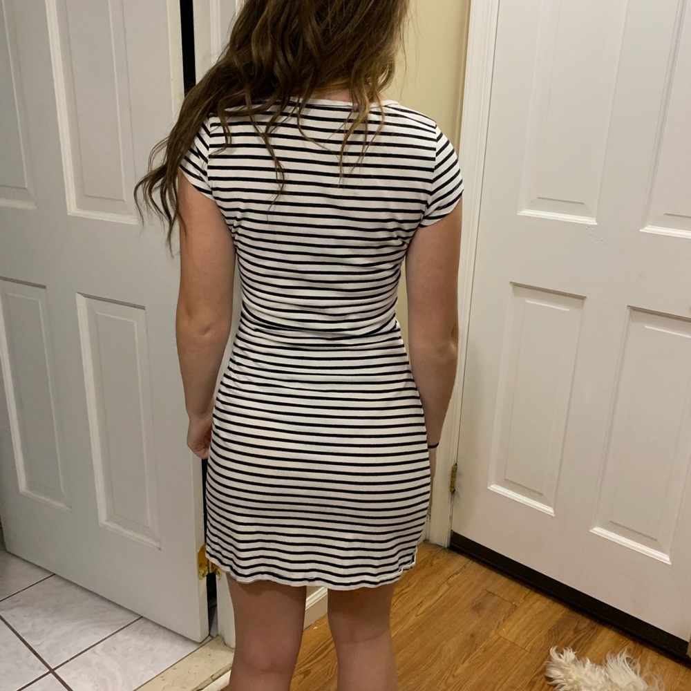 black and white striped short dress